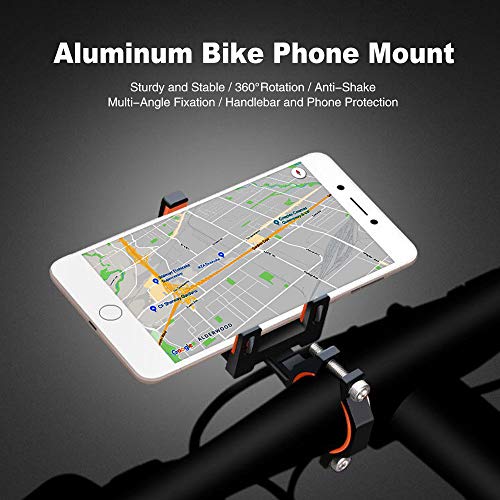 ELECFUN Bike Phone Mount, 360° Rotation Aluminum Phone Holder for Bicycle, Motorcycle, Adjustable Handlebar Rack for iPhone X 8 7 6 | Plus, Galaxy S9 S8 S7 | Plus, All 2.4"-3.7" Wide Phones