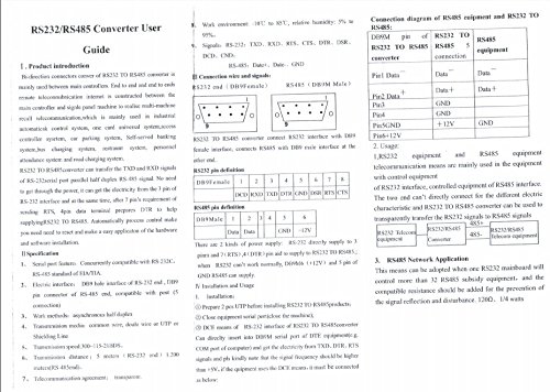 AYA RS232 to RS485 Passive Interface Converter Adapter Data Communication