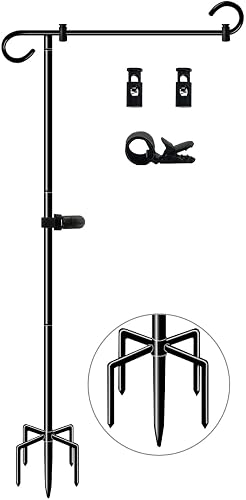 Whoonba 51 Inch Tall Garden Flag Stand Holder with 5 Prong base, Yard ...