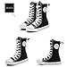 iFANS Girl and Boy Tall Canvas Kids Lace up Knee High Sneakers Black, 2.5 Narrow Little Kid