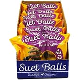 Wildlife Sciences Suet Balls 24 Pack, 6 Individually Wrapped Packs of 4 Bird Suet Balls (Fruit &amp; Nut)