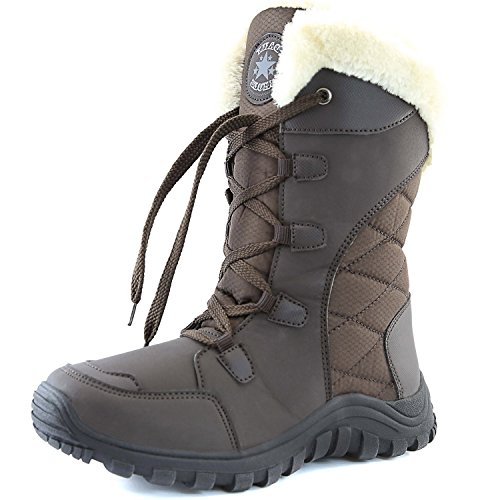 DailyShoes Women's Comfort Round Toe Mid Calf Hiking Outdoor Ankle High Eskimo Winter Fur Snow Boots, 9