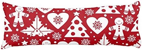 Christmas Tree and Gingerbread Man Pattern on Red Body PillowCase