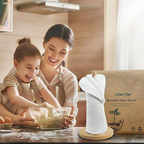 Miw-Piw-Reusable-Unpaper-Towels-Set-10-Highly-Absorbent-Bamboo-Paper-Towel-Washable-Paperless-Recycled-Organic-Cotton-Napkins-Bathroom-Roll-Cleaning-Cloths-Eco-Friendly-Zero-Waste