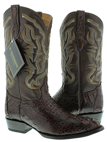 El Presidente - Men's Brown Genuine Crocodile Hornback Leather Cowboy Boots J Toe 14 EE