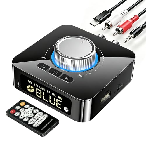 Receptor Bluetooth HiFi con Salida AUX 3,5 mm y RCA, Adaptador Bluetooth Audio inalámbrico con conexión Dual para estéreo Altavoz Amplificador y Adaptador Bluetooth para TV