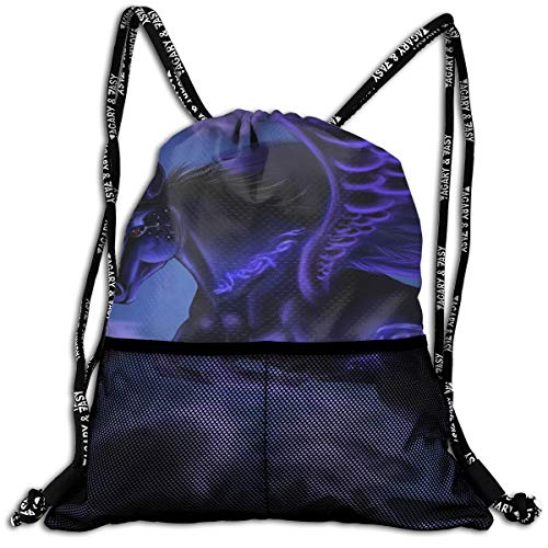 Mr.Roadman 3D Print Leisure Bundle Backpack Handsome Flying Horse Graphics Portable Drawstring Bag Sport Bag Yoga Runner Daypack Polyester Shoe Bags