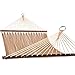 Prime Garden Large 2 Person Soft Polyester jumbo Rope Weave Caribbean Hammock 450 Pound Capacity -Tan