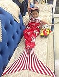 NOPTEG Kids Mermaid Tail Blanket Knitted Living Room Sleeping Bag Birthday Christmas Xmas Gift for for Camping,Sleeping,Reading,Car Trip 59inch x31.5 inch (Reindeer Snowflake,Red)