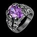 Huanhuan Men's Hot Oval Cut Huge Purple Amethyst CZ Black Gold Plated Rings Gift Size 7 to 13