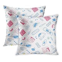 SPXUBZ Sanitary Feminine Hygiene Products Tampons Pads Pantyliners Menstrual Protection Active Applicator Blood Pillow Cover Home Decor Nice Gift Square Indoor Pillowcase Set of 2 (Two Sides)