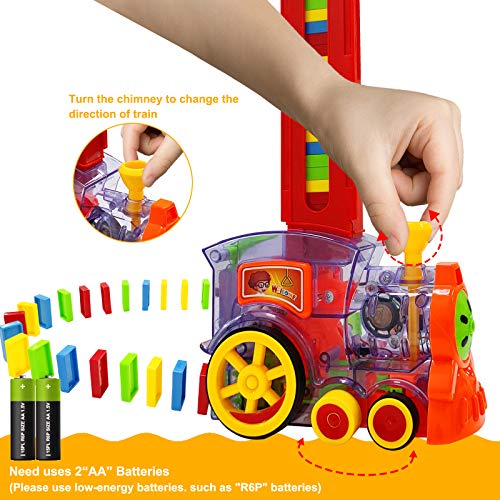 Domino Train,Domino Blocks Set, Dominoes Toy with Light and Sound Construction,Building and Stacking Toy Domino Set for 3-7 Year Old Children, Ideal for Boys Girls Birthday Chirstmas Gifts