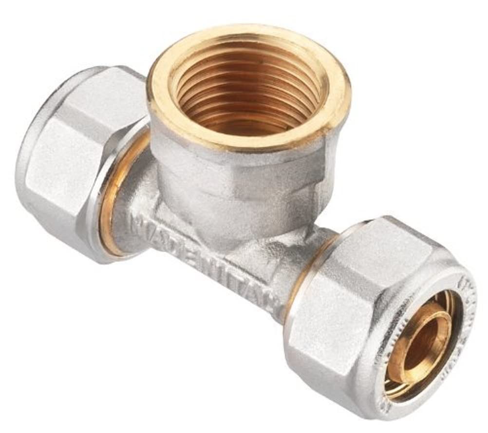 CORNAT VRS670716 Screw-T-Piece Complete Nickel-Plated Brass 16mm x 1/2 IT, Multicoloured