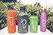 Double Wall Vacuum Insulated Water Bottles–30, 40 & 64oz 18/8 Food Safe Stainless Steel- Includes Flip Top & Wide Mouth Lid, Removable Fruit Infusion Rod & Carabiner- For Hot & Cold (Dark Grey, 40oz)