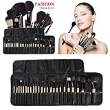 32Pcs Makeup Brushes Professional Cosmetic Set Kit with Synthetic Leather Case, Black With Accessory Cable Tie ,Superior Soft