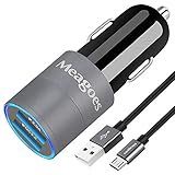 Meagoes Fast Car Charger, Compatible for Samsung Galaxy S7 Edge/ S7/S7 Active/S6 Edge/S6/S5/S4, Note 5/4, with Rapid Micro USB Charge Cable, Quick Charge 3.0 and 3A Charging Port Car Adapter