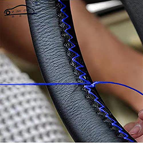 Coprivolante fai da te, in morbida fibra di pelle, per volante dell’auto, con ago, filo e accessori (blu)