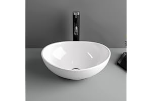 Oval Lofeyo 16"x13" Egg Shape Above Counter White Ceramic Porcelain Small Bathroom Lavatory Vanity Vessel Sink Basin