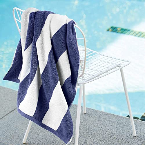 Sweet Needle Beach Towels for Adults Set of 4 - Red White Cabana Striped Classic - 100% Cotton Terry Ringspun Pool Towel, Quick Dry, Super Absorbent, 450 GSM, 76 x 152 cm