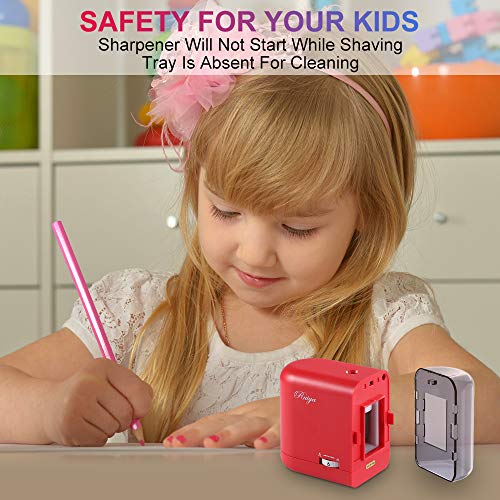 RUIYA Electric Pencil Sharpener, Heavy Duty Helical Blade Pencil Sharpener, Super Fast, Safety Design, Auto-Stop, Ultra Portable, AC Adapter or Battery Operated for Classroom/Home/Office and More ...