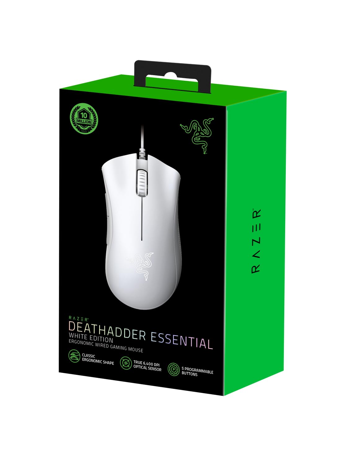 Razer DeathAdder Essential (2021) - Kabelgebundene Gaming-Maus mit Optischem Sensor mit 6400 DPI (5 programmierbare Tasten, Ergonomischer Formfaktor, 10 Millionen Klicks Lebensdauer) Weiß 10