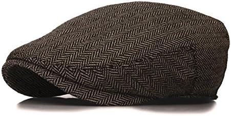 Deewang Fashion Men's Herringbone Tweed newsboy Driving Cabbie, IVY Flat Cap S/M L/XL (S/M, Dark Brown)