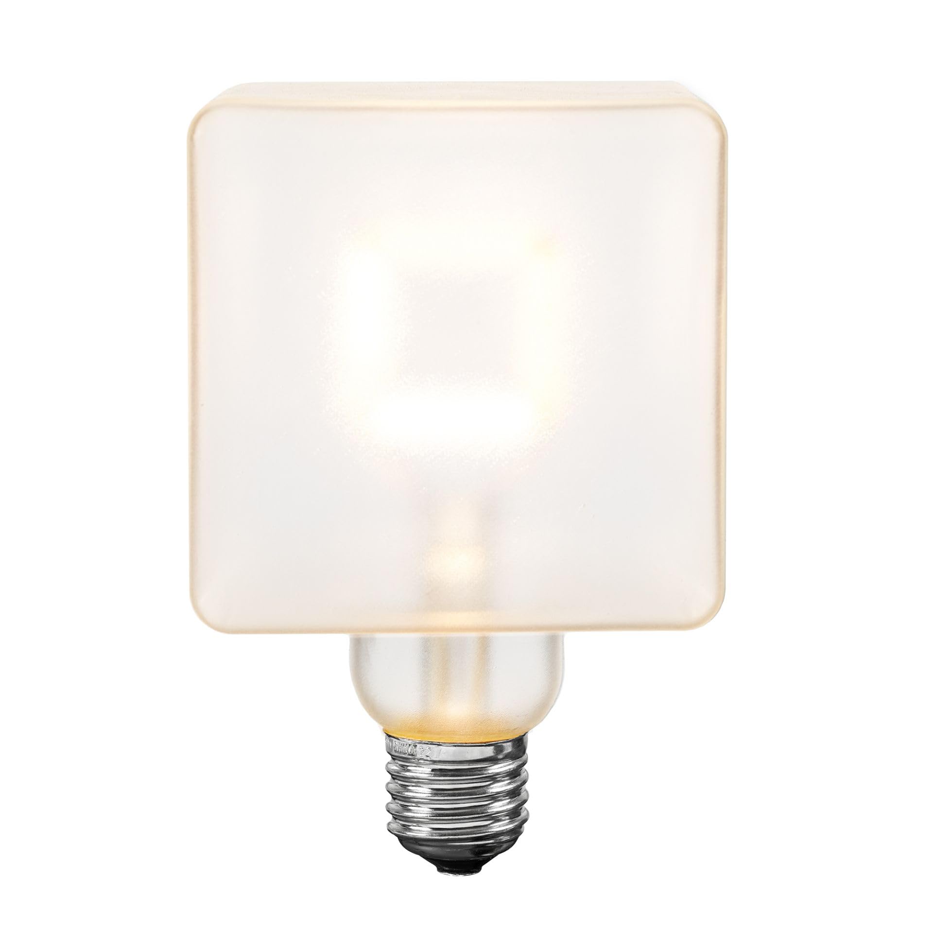Photo 1 of Festive Living LED Cube Light, Unique Edison Bulb with Square Filament, Large Decorative Lamp, String, or Pendant Bulb, E26 Medium Base, 5W (50 Watt Equivalent) 2700K Warm White, Frosted Coated Glass