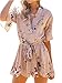 Famulily Women's Boho Floral Print Flare Sleeve Tie Waist Romper Jumpsuit Beachwear(M,Muti)