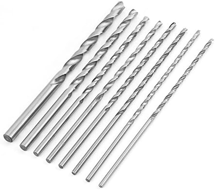 Akozon 8pcs Extra Long High-Speed Steel Straight Shank Twist Drill Bit Tool 4-10mm for Wood