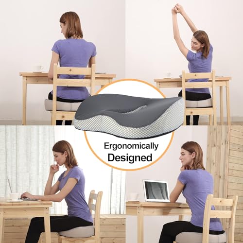 TERRIFI Donut Pillow Hemorrhoid Tailbone Cushion - Gel Seat Cushion for Long Sitting, Office Chair Cushion to Relieve Sciatica, Hemorrhoid Pillow Cushion for Tailbone Pain
