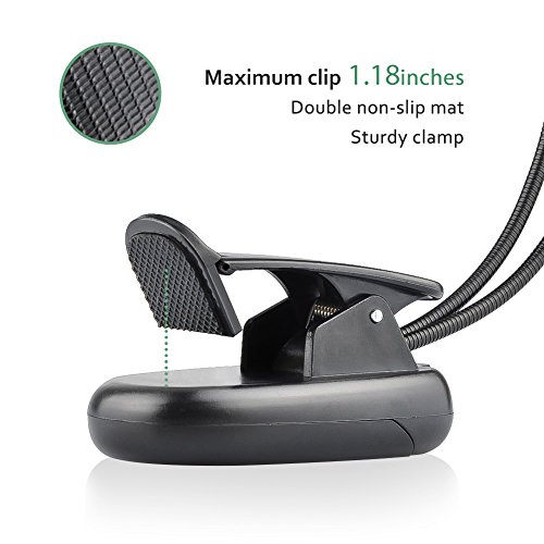 GLORIOUS-LITE 10 LED Book Light/Clip Light/Reading Light/Clip On Lamp/Music Stand Light/Portable Light Color Adjustable/USB and Battery Operated/Clip on Light for Bed,Travel, E-Reader,Desk,Computer