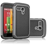 Motorola Moto G Case, Moto G 1st Gen Case, Tekcoo(TM) [Tmajor Series] Shock Absorbing Hybrid Rubber Plastic Impact Defender Rugged Slim Hard Case Cover for Moto G 3G / 4G LTE (Gray/Black)