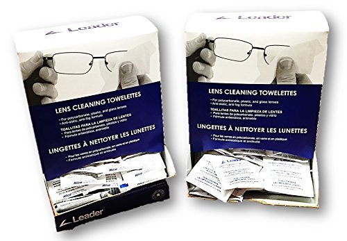 Leader Lens Cleaning Towelettes - 2 Dispensers, 200 Anti-Fog Wipes Total