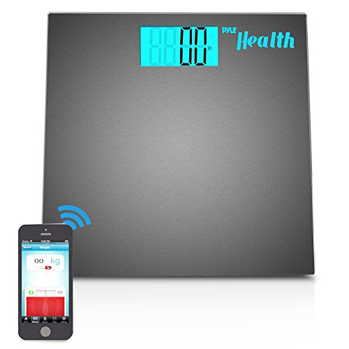 Pyle Smart Bathroom Body Scale with Bluetooth Wireless Smartphone Tracking for iPhone iPad & Android Devices (Black)