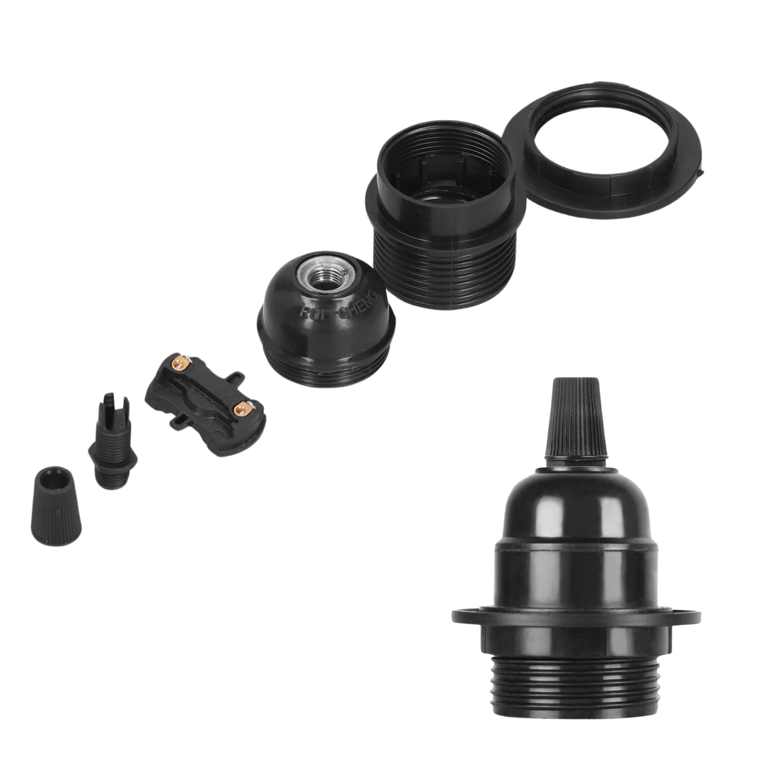 E27 Bulb Holder, Lamp Sockets E27 Lamp Holder Base Standard Screw-in Heat Resistant Plastic Pendant Bulb Holder for Table Floor DIY Industrial Decorative Lighting