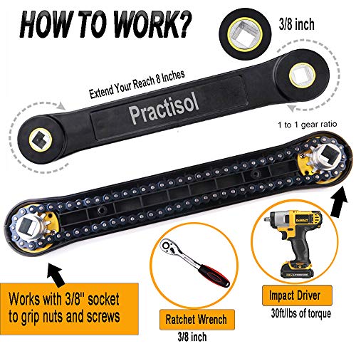 Practisol Universal Extension Wrench, Pro 3/8'' Wrench Extender Adaptor