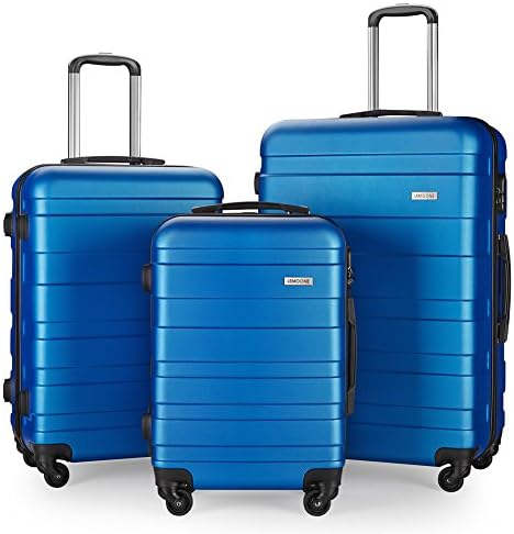 Luggage Set Spinner Hard Shell Suitcase Lightweight Carry On - 3 Piece (20" 24" 28") (blue4)