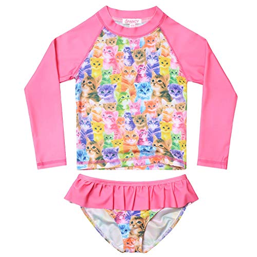 Red Cat Rash Guard for Girls Size 8 9 2-Piece Ruffle Tankini Swimwear Swimsuits