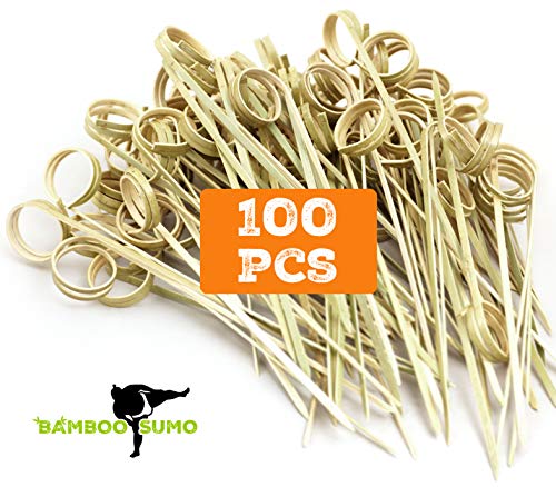 4" Cocktail Picks | Bamboo Sticks | Wooden Skewers| Fancy Toothpicks for Appetizers. Food Picks and Wood Cocktail Skewers . Party Supplies for Wedding Events, Thanksgiving, Christmas and Holidays