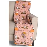 Berkshire Blanket & Home Co. Halloween Throws and Blankets (Pink - Snoopy Camping & Leaves, 60" x 70")