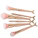 Coshine 10pcs Rose Gold Unique Mermaid Makeup Brush Set Cosmetic Tools Kits (6pcs mermaid brushes)
