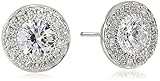 Platinum-Plated Sterling Silver Round-Cut Swarovski Zirconia Halo Stud Earrings