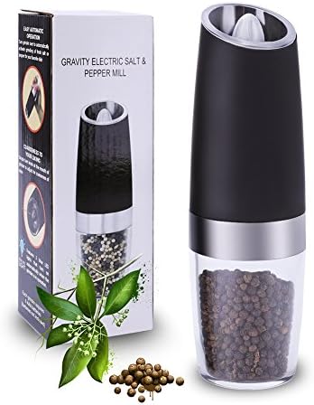 MCKAUL Gravity Salt and Pepper Grinder - Electric Salt Mill - Automatic Pepper Shaker with LED Adjustable Ceramic Rotor - Suit for Arthritic