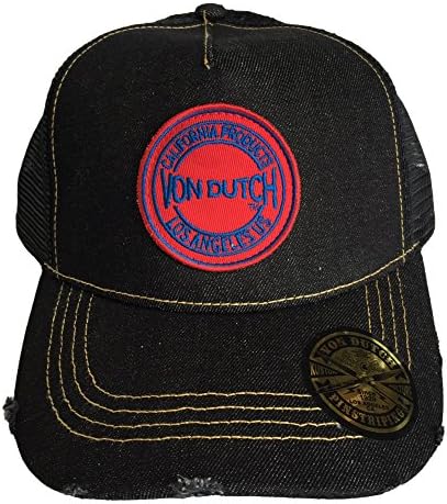 Von Dutch California Products Distressed Unisex-Adult Hat One-Size Blue Denim 2