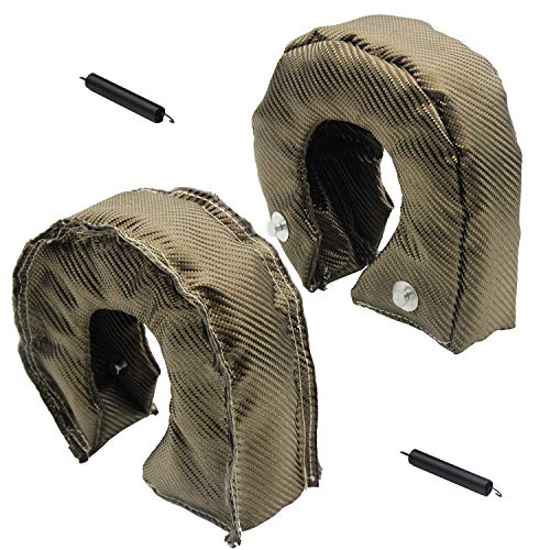 LEDAUT Turbo Blanket T3 Lava cover for Turbocharger and 2" x 50' Titanium Exhaust Heat Wrap Roll for Motorcycle Fiberglass Tape with Stainless Ties and Thermal Heat Shield Cover with Fastener Springs