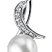 PEORA Freshwater Cultured White Pearl Ribbon Pendant Necklace in Sterling Silver, 8.5mm Round Button Shape, with 18 inch Chain