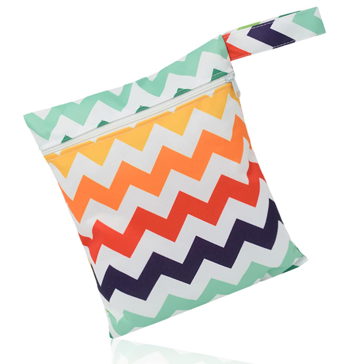 Jagowa Baby Wet Bag - Waterproof, Washable, Portable Diaper and Swimsuit Storage with Zipper (Wave Pattern)