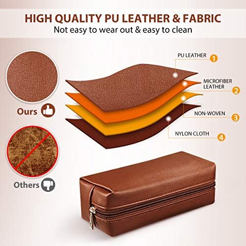 Makeup Bags ,Cosmetic Bag 3 Packs Travel Makeup Bag for Women Portable Makeup Bag Organizer Waterproof and Durable Makeup Bag for Purse with Gold Zipper PU Lather Brown 2 Makeup Bags ,Cosmetic Bag 3 Packs Travel Makeup Bag for Women Portable Makeup Bag Organizer Waterproof and Durable Makeup Bag for Purse with Gold Zipper PU Lather Brown