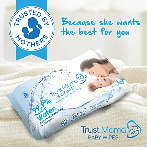 Trust Mama Baby Wipes Complete Clean Extra Sensitive Newborn Skin 99.9% Water (60 Wipes)