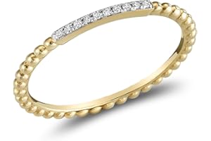 Jewels By Erika R-10BB02 Bead Diamond Ring for Women & Girls – 10K Solid Gold Engagement Ring with Natural 0.03CTDI Diamonds,
